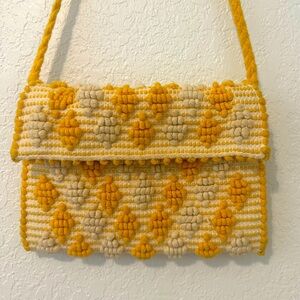 Antonello Tedde Suni: hand woven yellow and cream shoulder bag